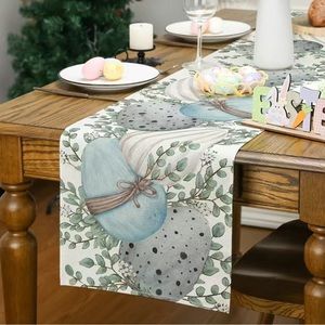 New 13x72 Easter Table Runner Robin Egg Modern Mantel Scarf Grey Blue Decor